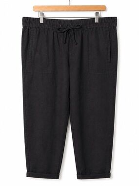 Lord +‎ Taylor Woman 100% Linen Pull-On Crop Pants Black Plus Size 1X Pockets